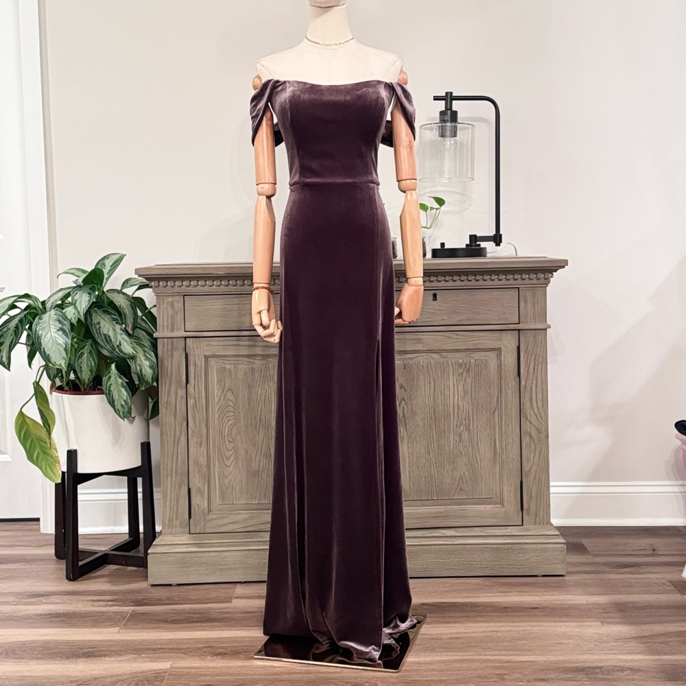 Jenny Yoo Issa Velvet Off-the-Shoulder Velvet Gown | Size 10